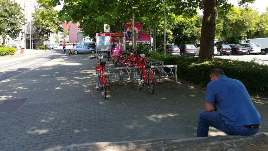 Döbele-Parkplatz, TINK, Fahrradmietstation, Mietfahrräder am 21.7.2020 (c) Harald Borges