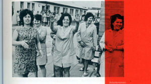 Bild aus der Broschüre: Streikende Migrantinnen bei Pierburg, Sommer 1973